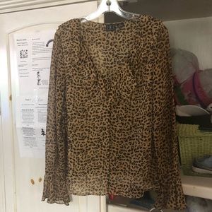 INC Sheer Leopard print shirt